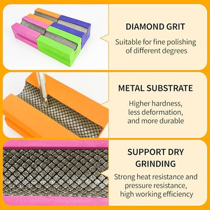 Diamond Hand Polishing Pads,100 Grit Diamond Sanding Pads - color: GREEN