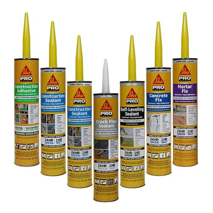 SIKA Sikaflex Construction Sealant - Limestone, Polyurethane Adhesive, Weatherproof, 10.1 oz Cartridge - Seals Joints, Cracks, Gaps in Concrete, Wood - Paintable, Durable, Flexible - color: Limestone