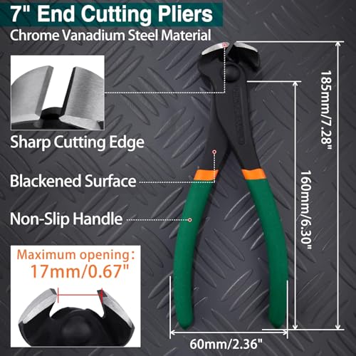 SPEEDWOX 7 Inch End Cutting Pliers, Nail Puller, Wire Cutter, Green & Orange, Limited Warranty - size: 7"