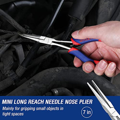 WORKPRO 3PCs Mini Pliers Set, Needle/Bent/Diagonal, 7"/6"/5.5"