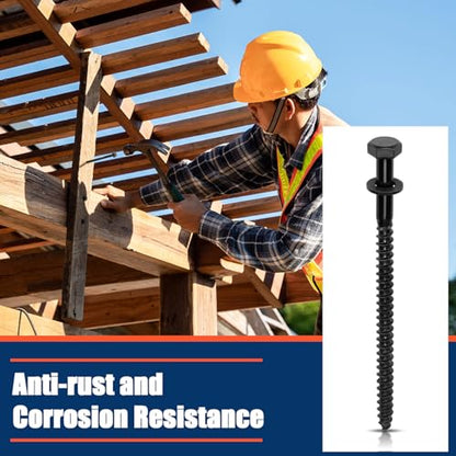 Tandefio 100 Pack 5/16''X 5'' Lag Bolts Screw with Washer Galvanized, Black - size: 5/16''x 5''