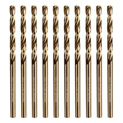 7/32 Inch Cobalt Drill Bits 10Pcs - HPHOPE M35 HSS Metal Twist Drill Bits Set, Jobber Drill Bits Length and Straight Shank, Suitable for Drilling in Hard Metal, Stainless Steel, Cast Iron - size: 7/32-inch, 10Pcs