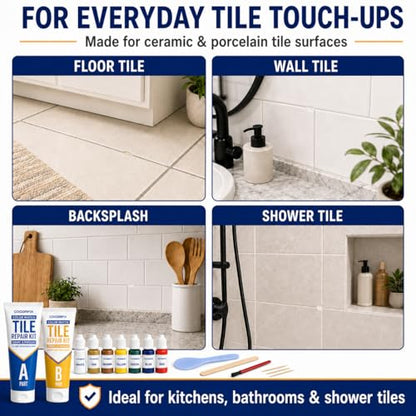 Tile Repair Kit, Ceramic & Porcelain Tile Chips & Cracks Repair-Color Match