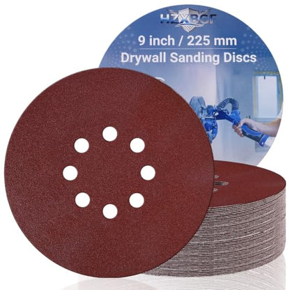 12 PCS 9 Inch 8 Hole Sanding Discs, 40 Grit Hook and Loop Round Sandpaper - color: 40Grit 12PCS