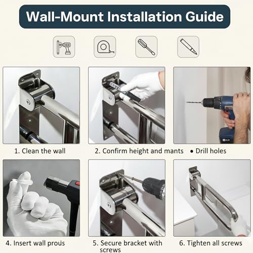 28-Inch Foldable Toilet Grab Bar – 90° Flip-Up Design, Premium 304 Stainless Steel, Anti-Slip Grip with Built-in Paper Holder, Wall-Mounted Handicap Safety Rail, Supports 350–400 lbs - size: 28-Inch