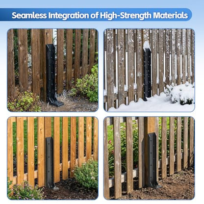 Fence Post Repair Kit, 33.6" Height Upgraded 2.5" Width Heavy Duty Fence Post Repair Stakes, Thickened Anchor Ground Spike for Repairing Tilted/Broken Wood Posts (2)