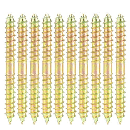 Double Ended Self-Tapping Dowel Screws, 10 Pack 60mm Zinc Plated Wood Screws for Furniture, Woodworking Joint Connector Bolts