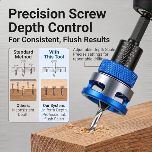 4PCS Countersink Drill Bit Set with Depth Stop - color: Blue