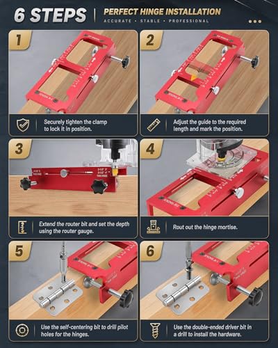 Door Hinge Jig, Door Hinge Template Kit for Router, Door Lock Kit
