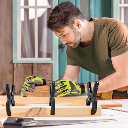 20 Pack Spring Clamps, Heavy Duty Plastic Woodworking Clamps & Multi-Use Hanging Clips for Balloon Arch Clips, Tarp Clips & Backdrop Holder, Durable Hand Tool Kit - color: Yellow-20pcs