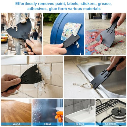 Plastic Putty Knife, Flexible Plastic Scraper Tool for Spackling, Multi-Size Paint Scraper Spreader Tool, Plastic Scraper for Drywall Repair, Paint Scraping, Art Craft & Wall Covering Removal