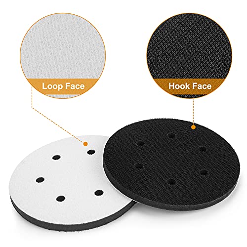 5 Pack 6 Inch 6 Hole Hook and Loop Soft Density Interface Buffer Pad 6" Sponge Cushion Buffing Backing Pads - size: 6 inch