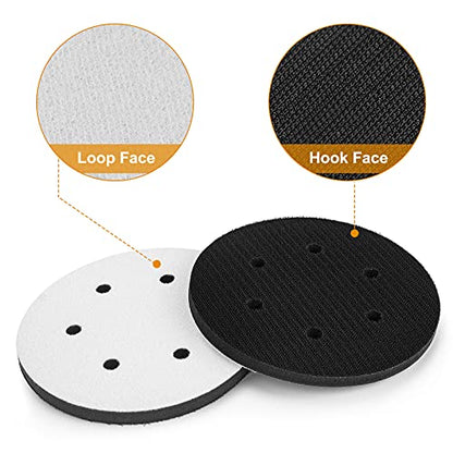5 Pack 6 Inch 6 Hole Hook and Loop Soft Density Interface Buffer Pad 6" Sponge Cushion Buffing Backing Pads - size: 6 inch
