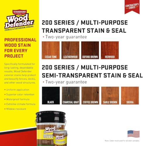 Wood Defender 200 Series Stain and Seal, Sable Brown, 5-Gallon - color: Sable Brown, size: 5 Gallon