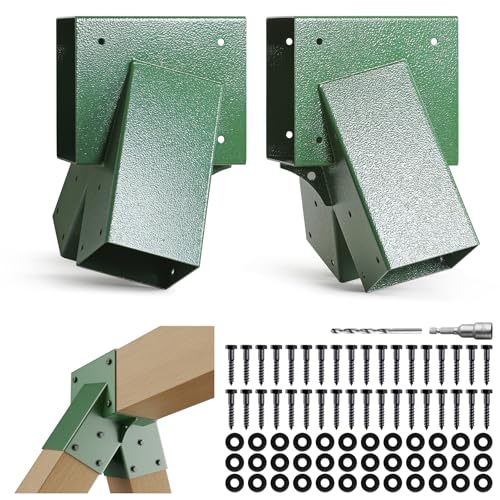 201 Stainless Steel Swing Set Bracket 2pcs A-Frame Brackets with All Mounting Hardware（Green） - color: Green, size: A-Frame Brackets 2pcs