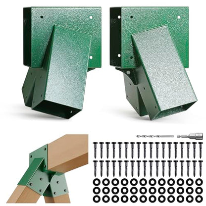 201 Stainless Steel Swing Set Bracket 2pcs A-Frame Brackets with All Mounting Hardware（Green） - color: Green, size: A-Frame Brackets 2pcs