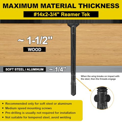 #14 x 2-3/4 Self-Tapping Trailer Deck Screws,181PcsT25 Star Bits Screws - color: Black, size: #14 x 2-3/4in 181pcs