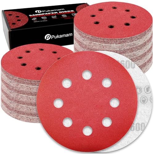 120 Pcs 5 inch Sanding Discs 600 Grit 8 Hole Hook and Loop - style: 120 Pcs-600 Grit