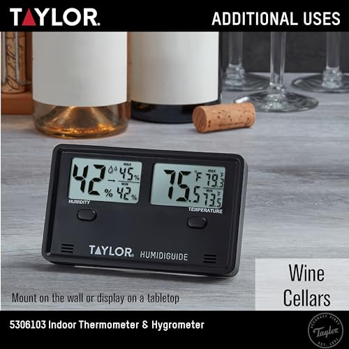 Taylor Indoor Digital Desktop Min/Max Hygrometer Thermometer - color: Black, style: Dual Display