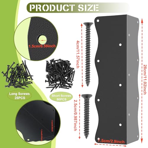 8Pcs Heavy Duty Metal Raised Garden Bed L-Shape Corner Brackets (11"x3"x3") - color: Black