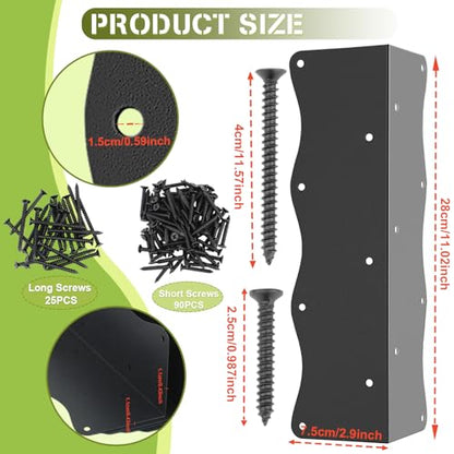 8Pcs Heavy Duty Metal Raised Garden Bed L-Shape Corner Brackets (11"x3"x3") - color: Black