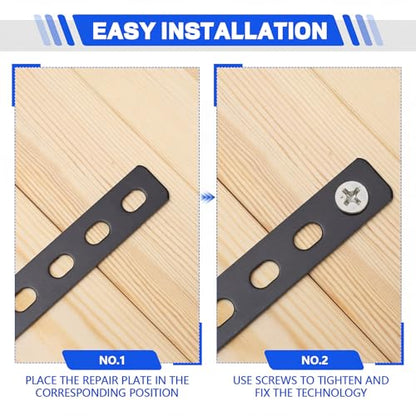 Zonon 10 Pcs 16 Inches Flat Straight Brace Brackets Adjustable 201 Stainless Steel Mending Plate 408mm/16 '' Length 16 Screw Hole Straight Bracket, 2.8 mm Thickness, Slot for 5/16" Screw (Black) - color: Black
