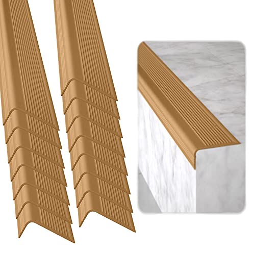 Rubber Bond Stair Edge Protector (Pack of 15) 36x2x1 inch Anti-Slip Stair Corner Trim Rubber Strips - Waterproof Self-Adhesive Staircases for Outdoor & Indoor Uses | Protect Kids & Pets - Brown - color: Brown, size: Stair Edge Protectors - 15 Pack