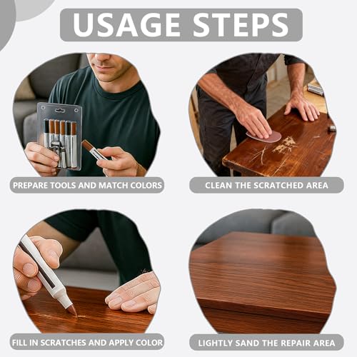 Wood Furniture Repair Kit Wood Markers - Set of 13 - Wood Repair Kit for Stains, Scratches, Wood Floors, Tables, Desks, Carpenters, Bedposts, Touch Ups, and Cover Ups (Wood Repair Kit)
