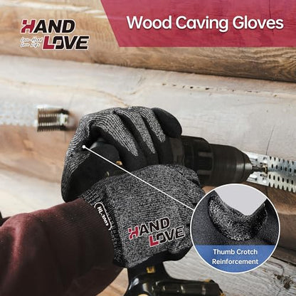 HandLove Cut Resistant Gloves – ANSI A9 Cut Proof Safety Work Gloves | Sandy Nitrile Anti-Slip, Touchscreen, Durable, PFAS Free | Wood Carving, Gardening, Glass Cutting, Car Repair – Yellow, 2Pairs,XL - color: Yellow, size: X-Large