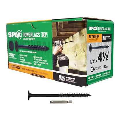SPAX 1/4" x 4-1/2" Powerlags XF Exterior Pancake Head Structural Wood Lag Screws (50 pcs) T40 T-Star HCR Heavy Duty Timber Landscape Deck Structures High Corrosion Resistant - size: 1/4" x 4-1/2"
