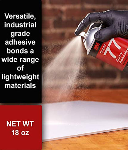 Bundle of 3M Hi-Strength 90 CA Spray Adhesive, Low VOC, Permanent + 3M Super 77 Multipurpose Permanent Spray Adhesive Glue, Low VOC, Paper, Cardboard, Fabric, Plastic, Metal, Wood, Net Wt 18 oz - size: Bundle of 90 + 77, style: Bundle of 3M Hi-Strength 90