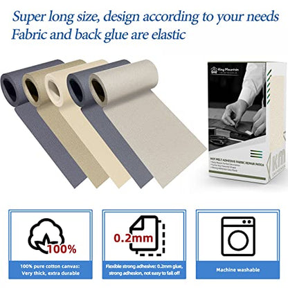 KING MOUNTAIN Canvas Iron on Patch,3"×60",Waterproof 100% Cotton Fabric Repair Patch,Used for Various Sofa,Tent,Clothes,Seats,Suitcases (Beige1.0) - color: Beige1.0, size: Canvas-3"x60"