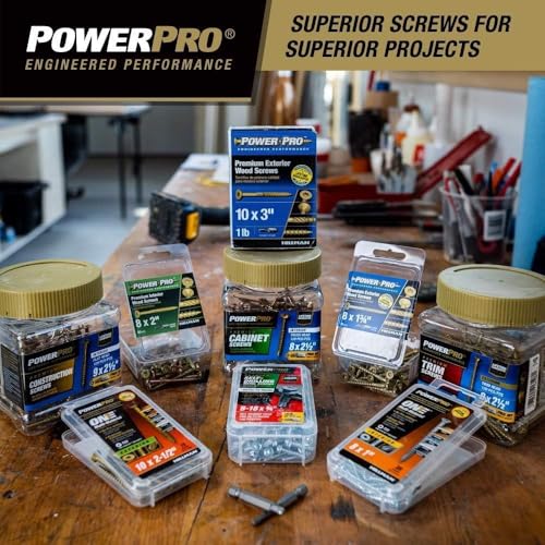 Power Pro Premium Exterior Wood Screws, #8 x 2-1/2in, 595 Pack, Bronze