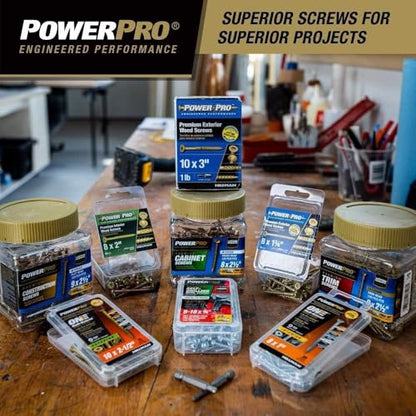 Power Pro Premium Exterior Wood Screws, #8 x 2-1/2in, 595 Pack, Bronze