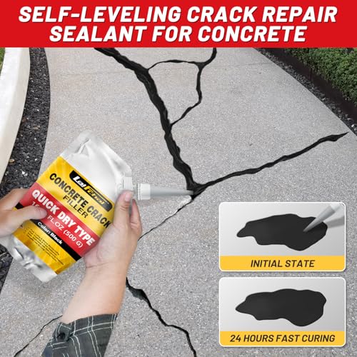 Asphalt Crack Sealant, Cement Crack Filler, High Elasticity Self Leveling Caulking Glue, Waterproof Concrete Repair for Driveways, Walkway, Patio, Joint, Indoor and Outdoor (2 Pack - 2.2LB) - style: 2 Pack - 2.2LB