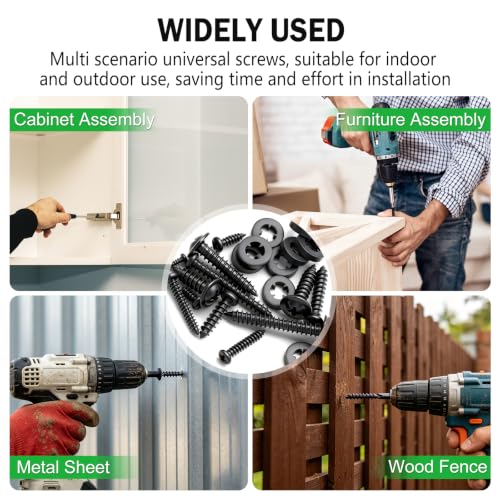 Twidec/345PCS Wood Screws M4#8#10 Truss Head＆Pan Head Self Tapping Screws - size: 346PCS