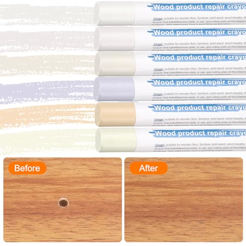HARFINGTON Wood Filler Sticks 6 Colors Wooden Wax Touch Up Furniture Repair Crayons for Times Fabric, Wood, Titanium White, Light Taupe, White, Milk White - color: Creamy White Series