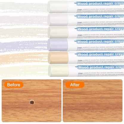 HARFINGTON Wood Filler Sticks 6 Colors Wooden Wax Touch Up Furniture Repair Crayons for Times Fabric, Wood, Titanium White, Light Taupe, White, Milk White - color: Creamy White Series