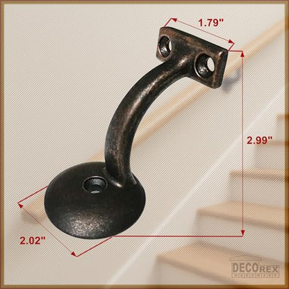 Handrail Bracket Round for Stairways with Mounting Screws - Set of 5 - (Oil Brushed) - DH-B2 - style: Oil Brushed Round