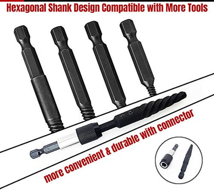 6 PCS Broken stud extractor kit Damaged Screw Extractor Set with 1/4 Quick Change Arbors Tool Kit Fine Thread Bad Screw Stud Remover - color: 6 Pcs-coarse Thread