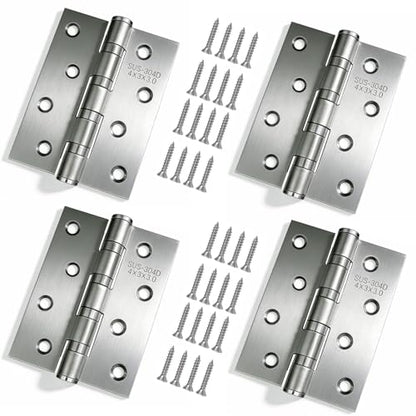 LAFULER 4 Pack 4inch Silver Heavy-Duty 304 Stainless Steel Door Hinge， - size: 4×3inch(Silver)