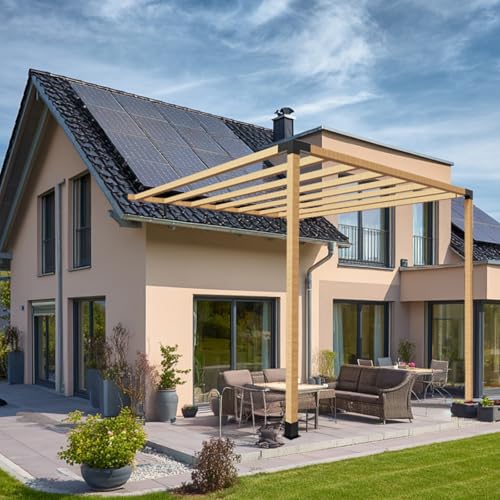 ColourTree Metal Pergola Kit for 4x4 Lumber Post, Thick Steel Patio Roof Riser Brackets Adjustable in Angle & Height, Hardware Suitable for Garden, Gazebo, Outdoor Pergolas, Log Cabin (1 Pc) - size: Roof Riser Beam Brackets 1SET