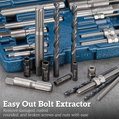 Screw & Pipe Extractor Set,Left Hand Drill Bit with Drill Guides - color: 37-piece Bolt Extractor Set
