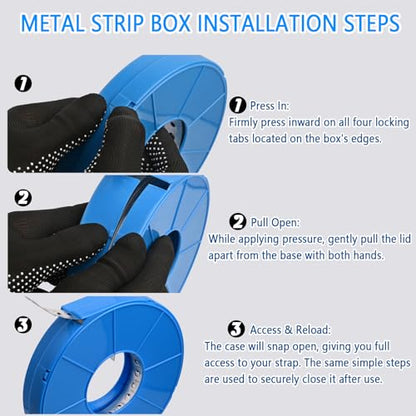 Metal Pipe Strap, 3/4 inch, 100 FT, Galvanized Hanger Strapping with Holes for Pipe Support, Flexible Trimming | Includes Storage Case & Gloves, Storage Case (100 FT 1Pack)