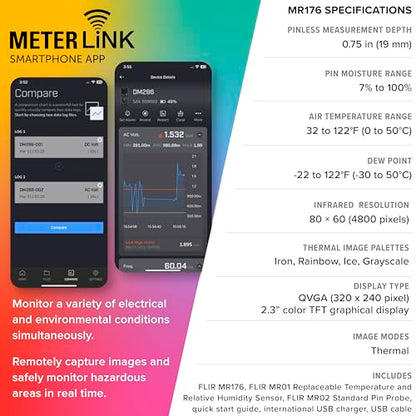 FLIR MR176 - Thermal Imaging Moisture Meter - with IGM (Infrared Guided Measurement), Replaceable Hygrometer, Pin and Pinless - style: MR176