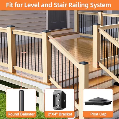 40 Pack Aluminum Deck Railing Brackets for 2x4 Wood Rail with 240 Screws
