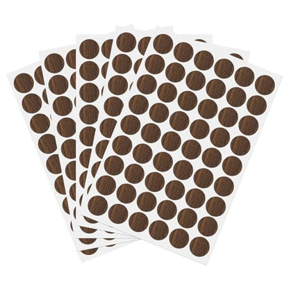 PATIKIL 270 Pieces Screw Hole Stickers, 5 Sheet Self-Adhesive Waterproof PVC Wood Grain Sticker for Screw Holes Wall Cabinets Desk Repairing, Embossed Black Walnut, 21mm/0.83 Inch - color: Embossed Black Walnut