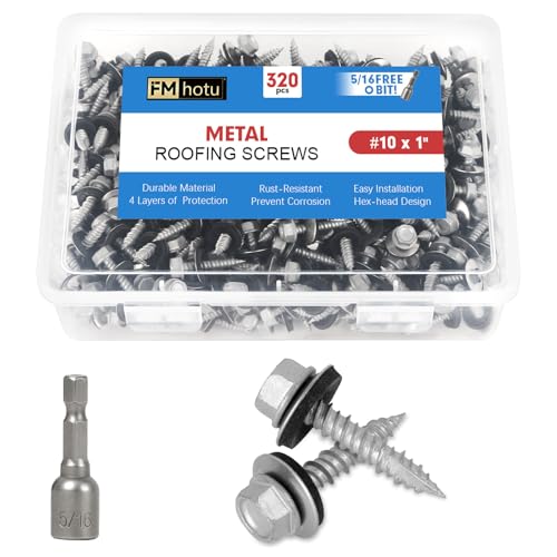 #10×1Inch Metal Roofing Screws 320-PCS Hex Head Rustpert Coating Screws - size: #10×1
