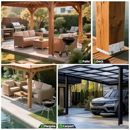 10 PCS 6x6 Post Base for Concrete, Adjustable Aluminum-zinc Plated Steel Deck Post Anchor Base for 5.5x5.5 Wood, Post Base Holder with 1" Standoff for Deck Gazebo Pergola Porch（Includes Screws