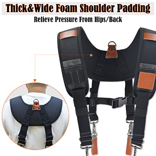 WELKINLAND Heavy-Duty Leather Tool Belt Suspenders, Carpenter Suspenders